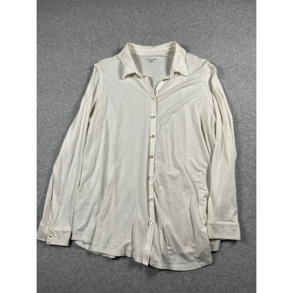 Eileen Fisher Button Up Women 1X White 100% Organic Cotton Minimalist Capsule